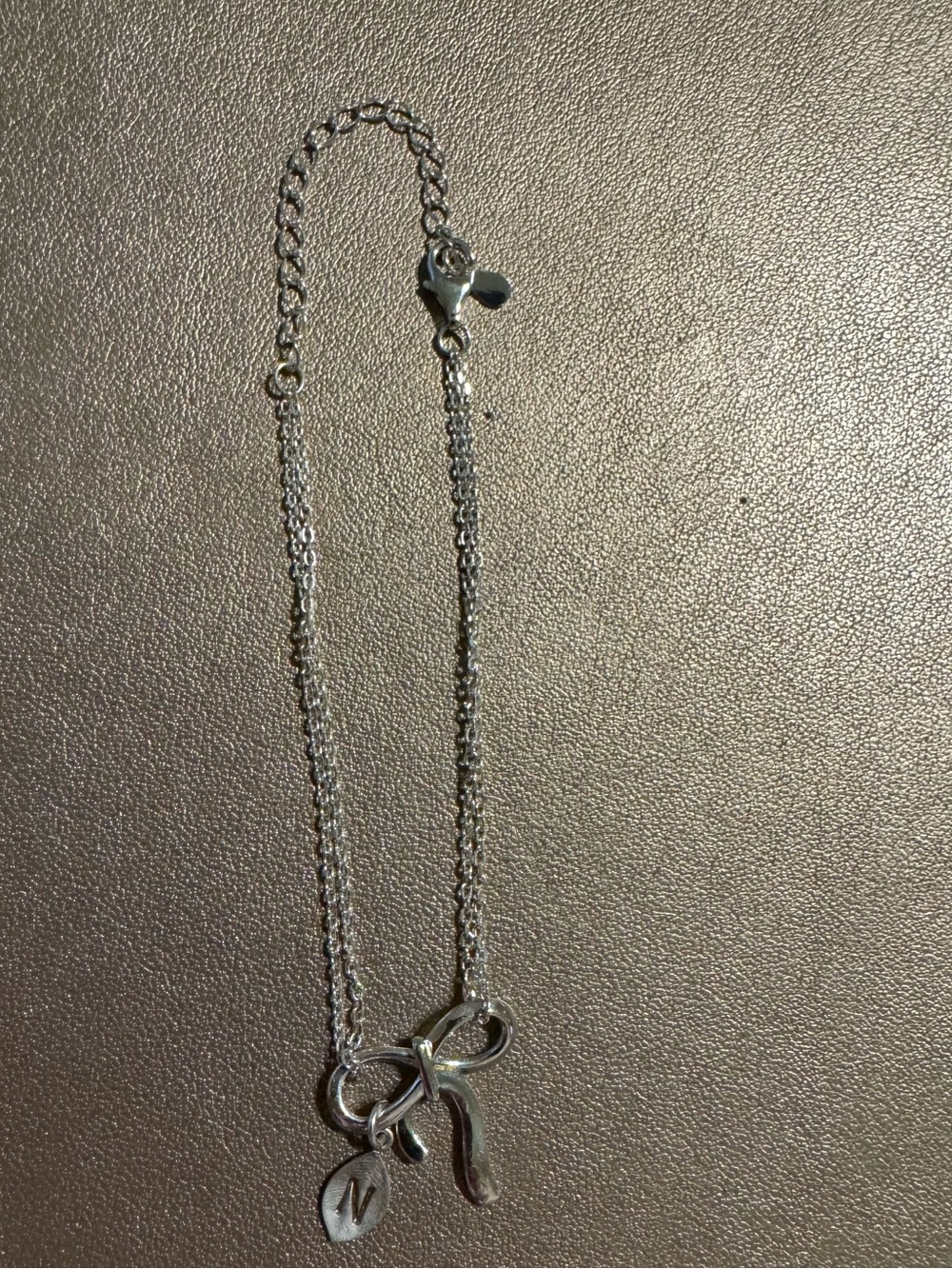 Sterling Silver Double-Chain Charm Bracelet with Bow Accent